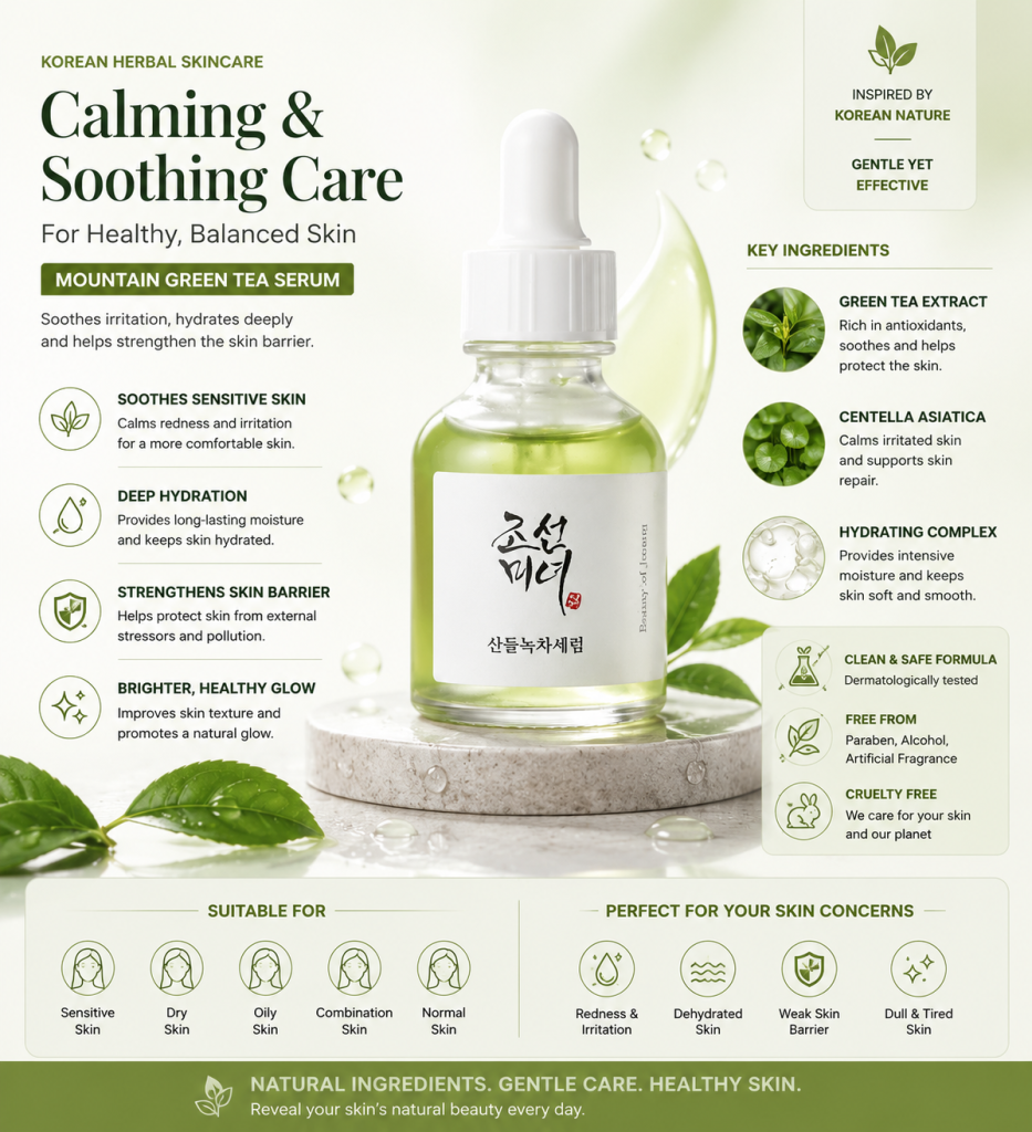 Korean herbal skincare: calming care serum