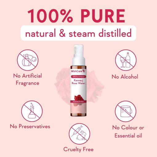 WishCare Pure & Natural Kannauj Rose Water (200ml) - Image 3