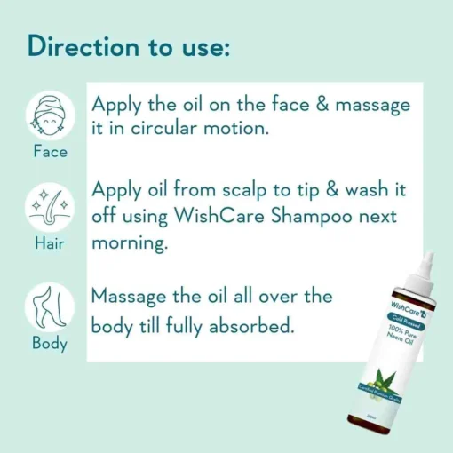 WishCare 100% Pure Cold Pressed Neem Oil (200ml) - Image 3