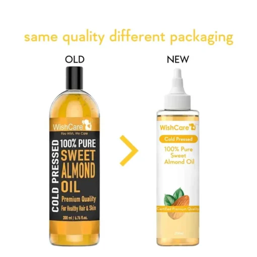 WishCare 100% Pure Cold Pressed Sweet Almond Oil (200ml) - Image 2