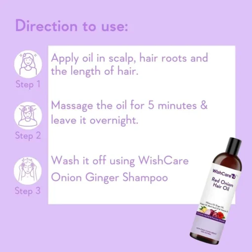 WishCare Red Onion Hair Oil (200ml) - Image 3