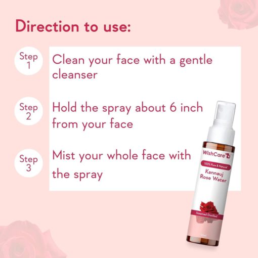 WishCare Pure & Natural Kannauj Rose Water (200ml) - Image 2