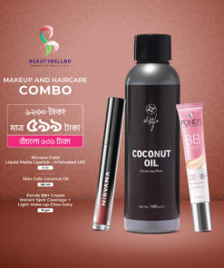 Makeup and Haircare Combo (Nirvana Color Lipstick - Infatuated + Skin Cafe Coconut Oil + Ponds BB+ Cream - Ivory)