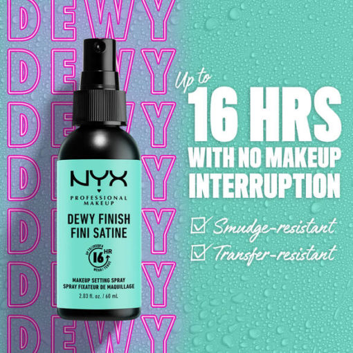 NYX Dewy Finish Makeup Setting Spray for 16HR 60ml - Image 3