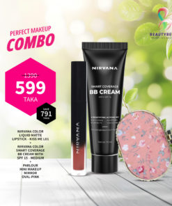 Perfect Makeup Combo (Nirvana Color Lipstick - Kiss Me L0 + Nirvana Color Bb Cream - Medium + Parlour Makeup Mirror )
