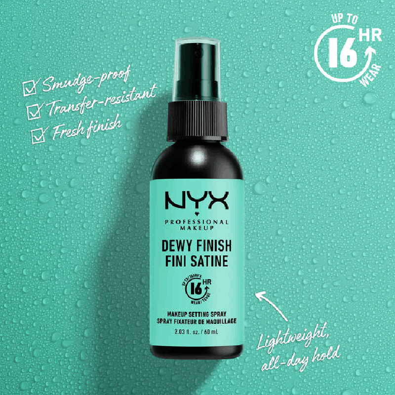 Nyx Dewy Finish Makeup Setting Spray For 16Hr 3 NYX Dewy Finish Makeup Setting Spray for 16HR setting spray product image