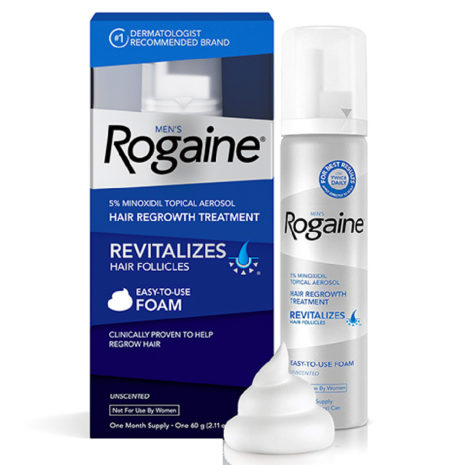 Men's Rogaine 5% Minoxidil Topical Aerosol Hair Regrowth Treatment Reactivates Easy - To -Use Foam 60gm