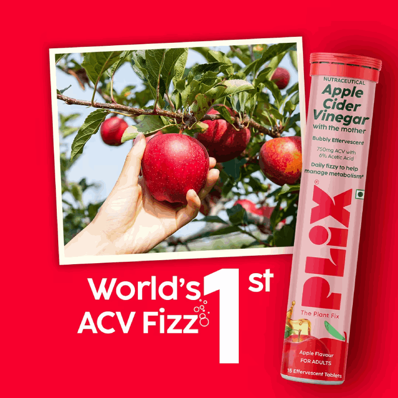 Plix Apple Cider Vinegar Apple Flavour Effervescent Tablets 2 Plix Apple Cider Vinegar Apple Flavour Effervescent Tablets