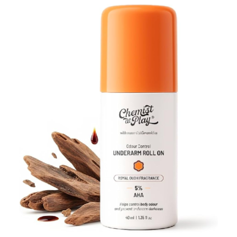 Chemist at Play 5% AHAs + Vitamin C Underarm Roll On - Royal Oudh Fragrance
