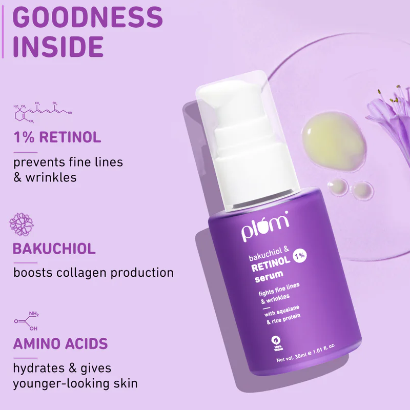 Plum 1% Retinol Face Serum With Bakuchiol 3 Plum 1% Retinol Face Serum With Bakuchiol