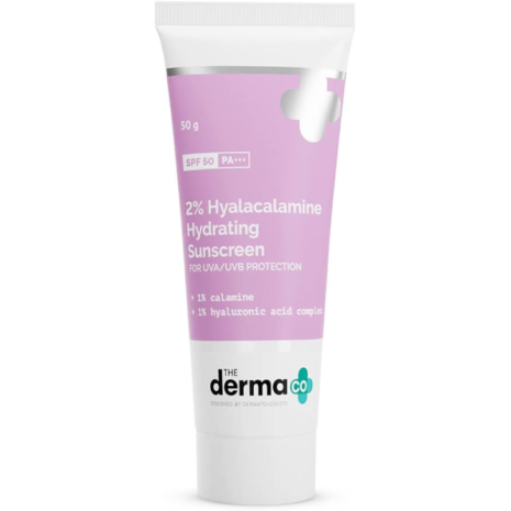 The Derma Co 2% Hyalacalamine Hydrating Sunscreen SPF50 PA+++