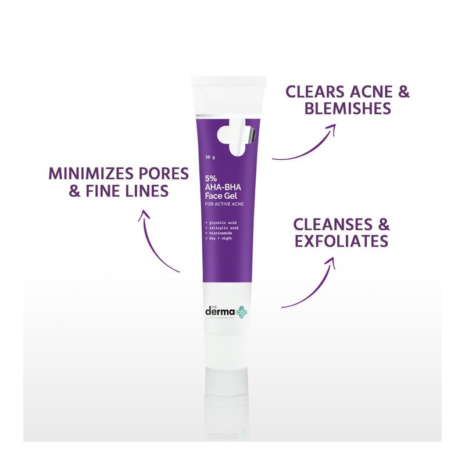 The Derma Co 5% AHA BHA Face Gel For Active Acne The Derma Co 5% AHA BHA Face Gel For Active Acne