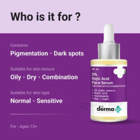 The Derma Co 2% Kojic Acid Face Serum with 1% Alpha Arbutin & Niacinamide The Derma Co 2% Kojic Acid Face Serum with 1% Alpha Arbutin & Niacinamide