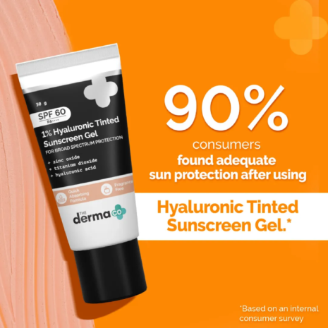 The Derma Co 1% Hyaluronic Tinted Sunscreen Gel SPF60 PA++++ The Derma Co 1% Hyaluronic Tinted Sunscreen Gel SPF60 PA++++
