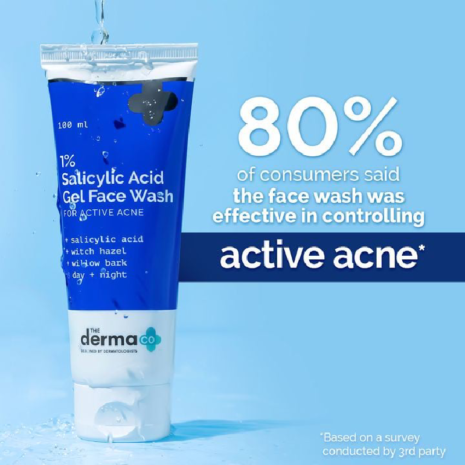 The Derma Co 1% Salicylic Acid Gel Face Wash For Active Acne The Derma Co 1% Salicylic Acid Gel Face Wash For Active Acne