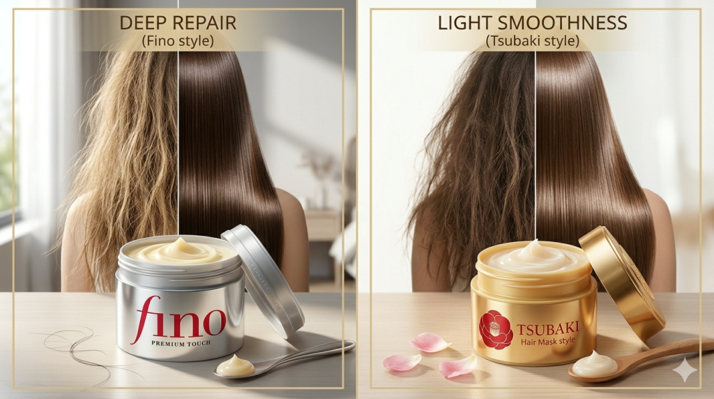 Fino বনাম Tsubaki Hair Mask