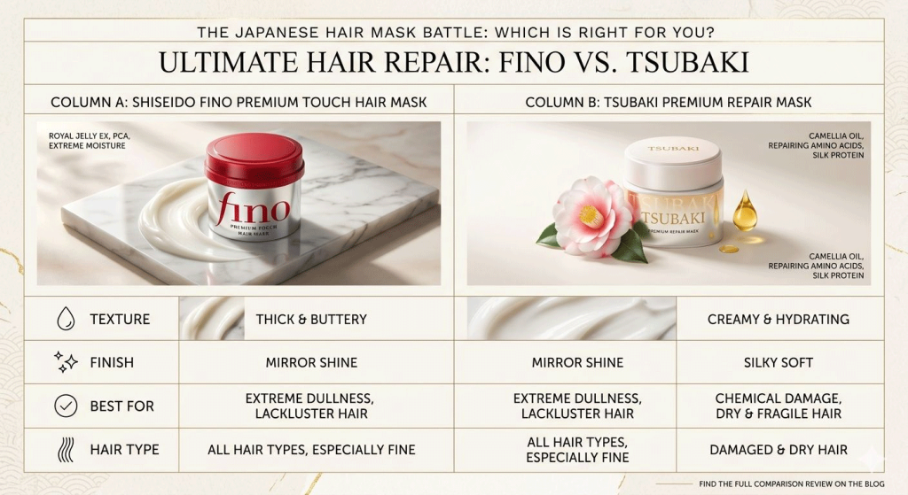 Fino বনাম Tsubaki Hair Mask