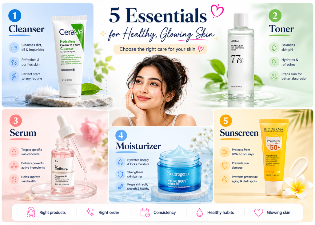 Beginner skincare routine in Bangladesh product categories