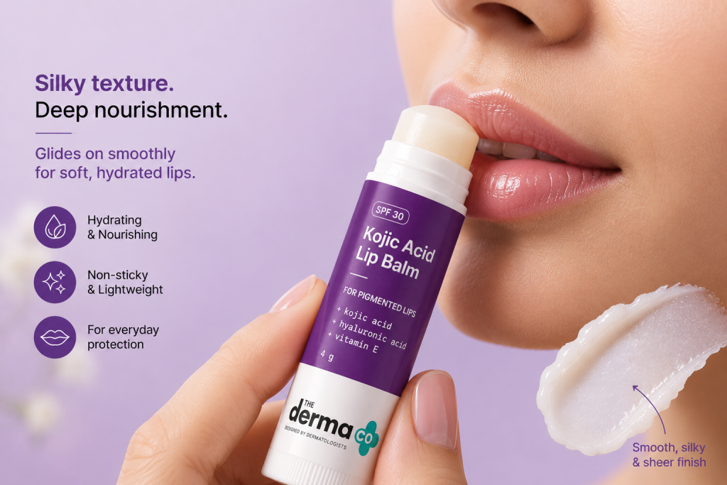 Texture of kojic acid lip balm for daily use