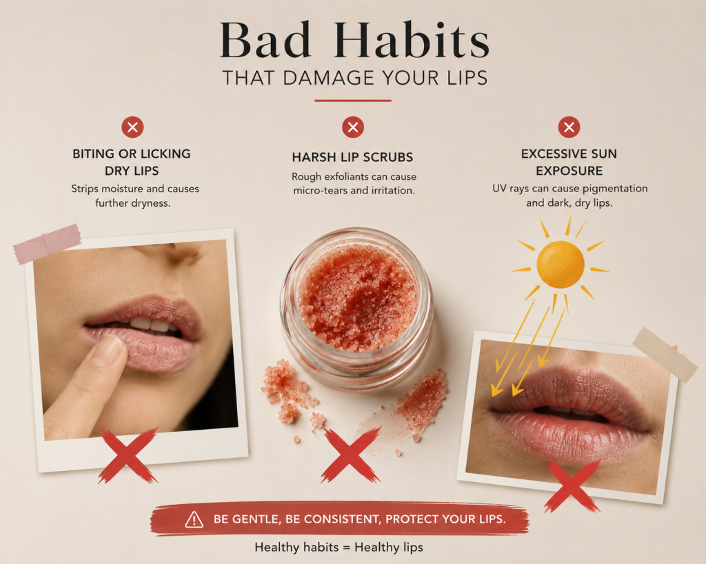 Lip care mistakes that make lips darker