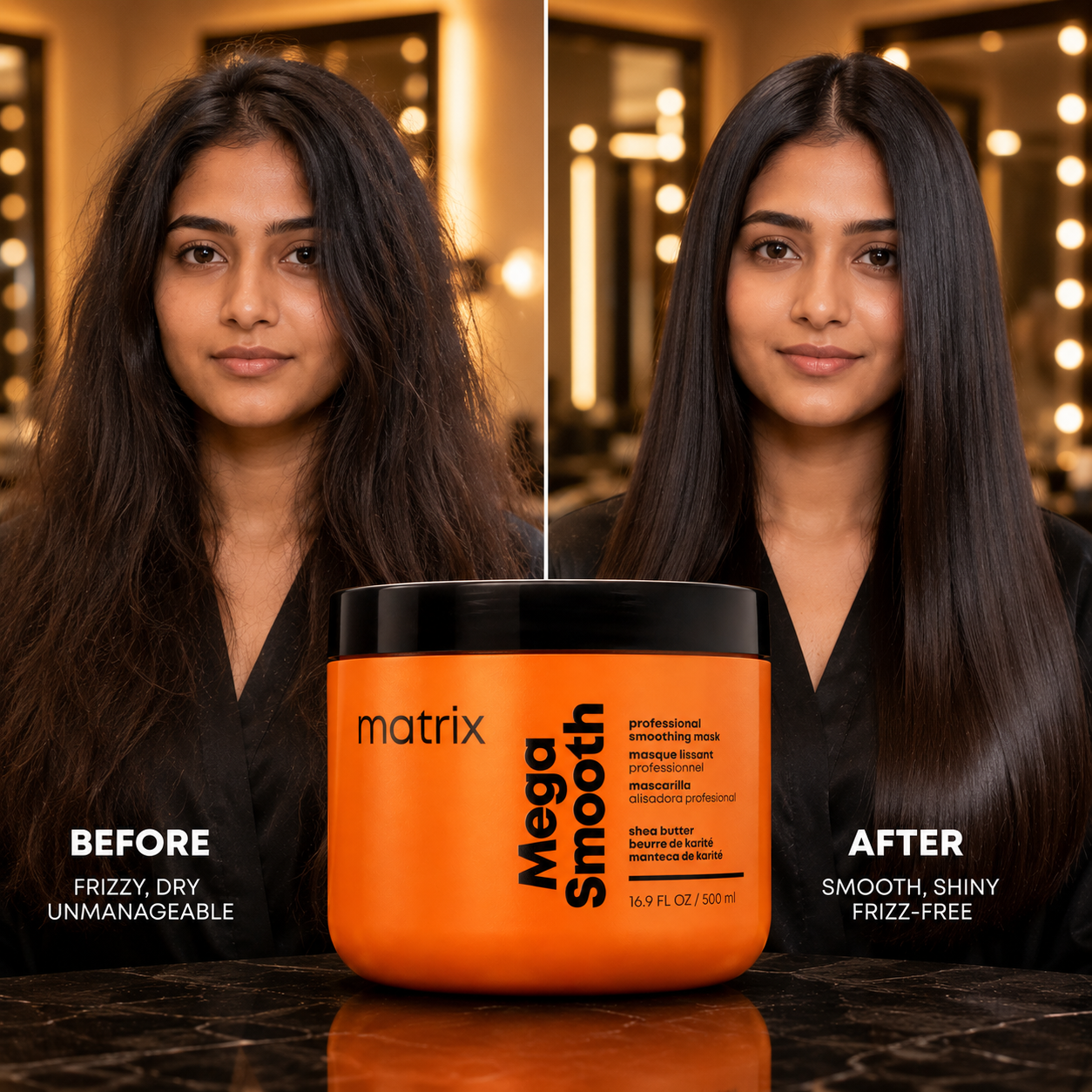Matrix Mega Smooth Hair Mask 500Ml 3 Frizz-free transformation with Mega Smooth