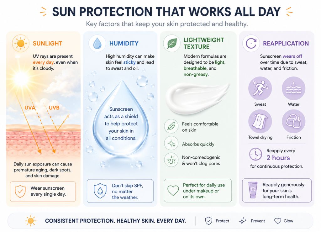 UVA and UVB sunscreen protection guide with SPF and PA rating explanation