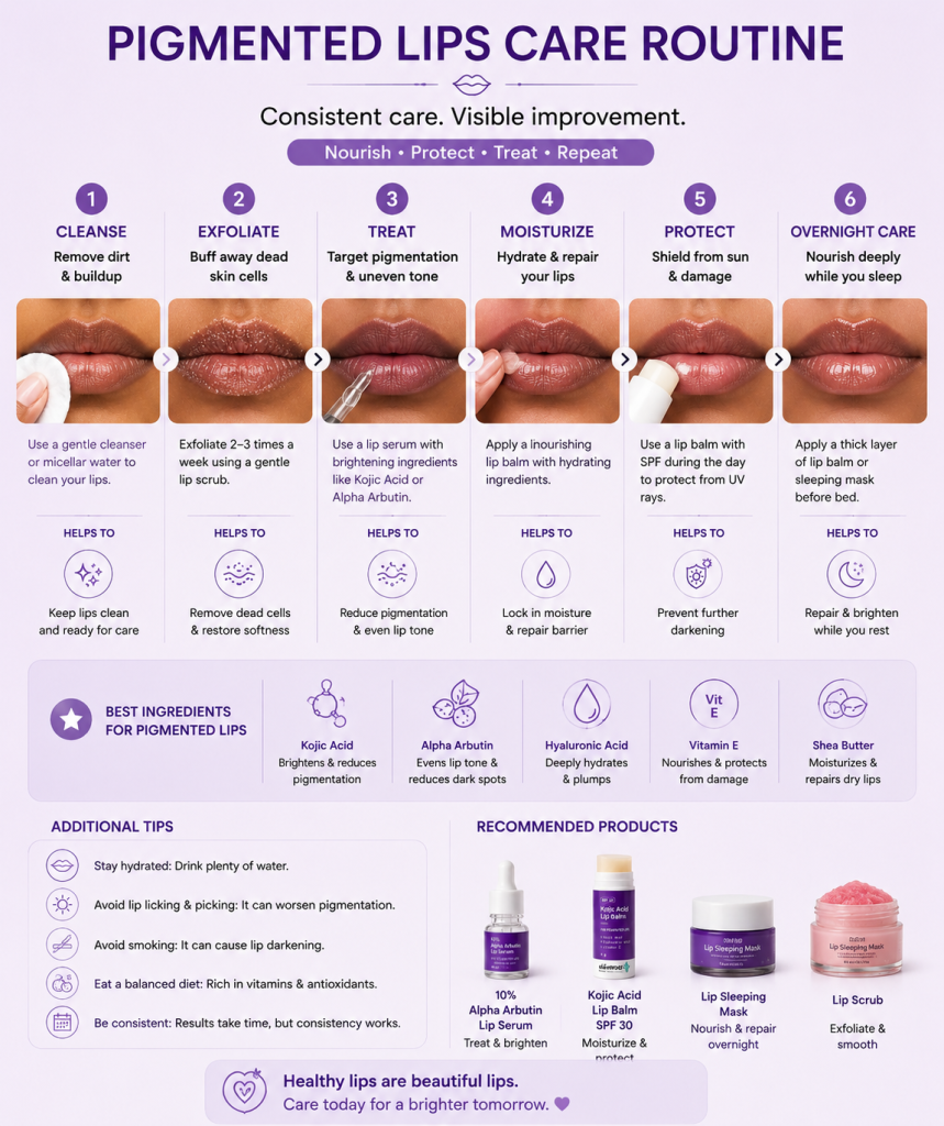 Kojic Acid Vs Alpha Arbutin: Which Is Better For Lip Hyperpigmentation? 4 Lip care routine for pigmented lips