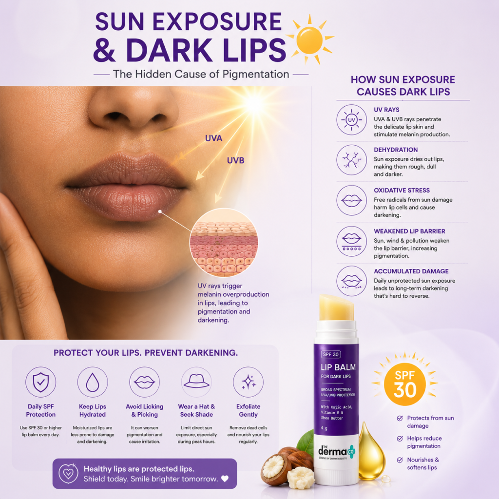 Sun exposure as a cause of dark lips