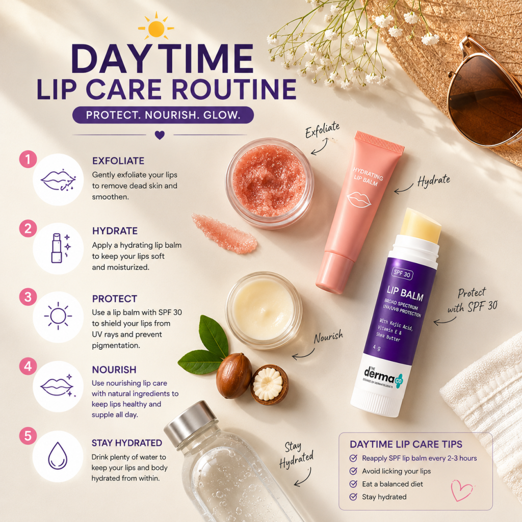 Reapplying SPF lip balm during the day