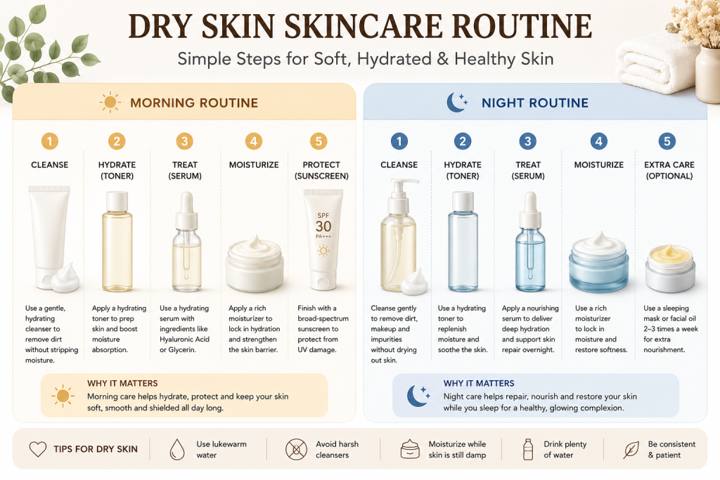  Morning and night routine for dry skin in Bangladesh
