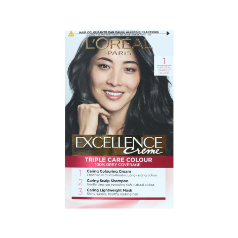 Loreal Hair Colour Excellence - 1 Natural Darkest Black 1 Loreal Hair Colour Excellence - 1 Natural Darkest Black
