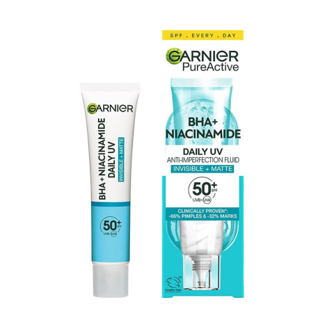 Garnier Pureactive Bha+ Niacinamide Daily Uv Spf50+ Anti Blemish Fluid 40Ml 1 Garnier PureActive BHA+ Niacinamide Daily UV SPF50+ Anti Blemish Fluid 40ml