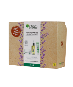 Garnier Organic Rejuvenating Lavandin Trio Anti-Age Day Care Cream 50ml & Smooth And Glow Facial Oil 30ml & Anti-Age Eye Cream 15ml Gift Set