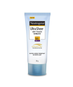 Neutrogena Ultra Sheer Dry-Touch Sunblock SPF 50+ 80g tube front packaging shot