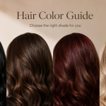 Hair color guide showing black, brown, burgundy and blonde hair shades for choosing the right color