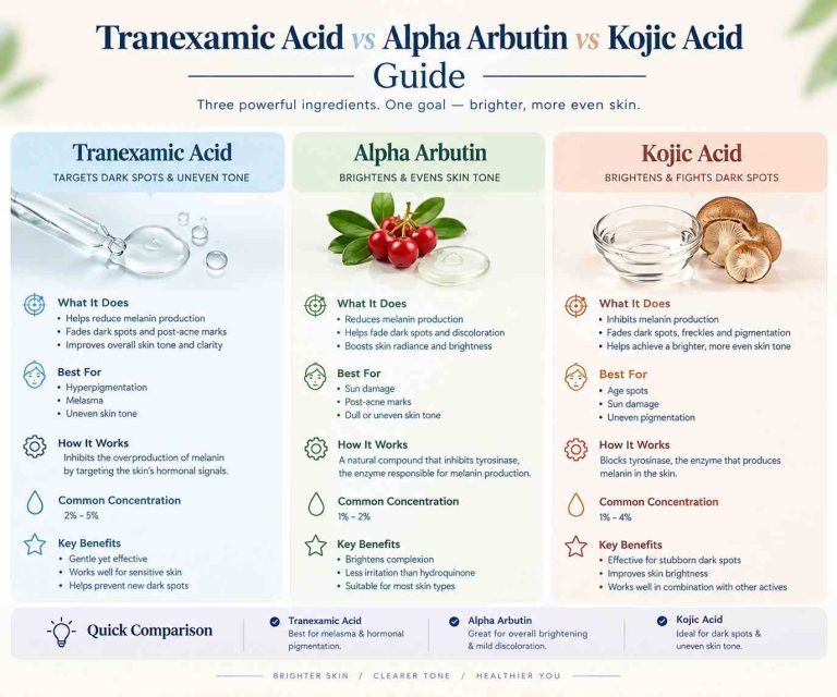 Tranexamic Acid vs Alpha Arbutin vs Kojic Acid