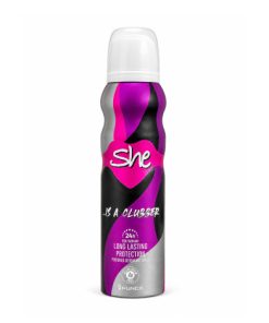 She Is A Clubber Long Lasting Protection Perfumed Deodorant Spray 150ml bottle