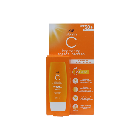 Boots Vitamin C Brightening Sheer Sunscreen Spf50 30Ml 1 Boots Vitamin C Brightening Sheer Sunscreen SPF50 30ml